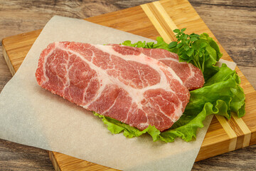 Raw pork meat neck steack