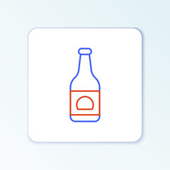 Line Beer bottle icon isolated on white background. Colorful outline concept. Vector.