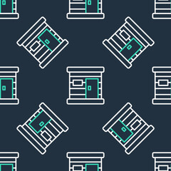 Line Sauna wooden bathhouse icon isolated seamless pattern on black background. Heat spa relaxation therapy bath and hot steam healthcare, relax therapy. Vector.