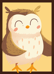 cute owl bird portrait wildlife cartoon animal