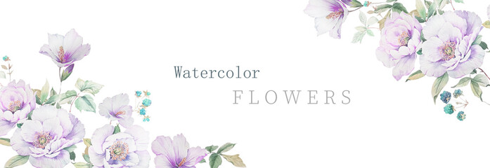 Beautiful hand painted floral banner background