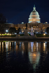 US Capitol and Capitol Christmas Tree with Icy Reflection