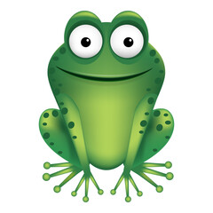 Happy green fog sitting Vector Cartoon