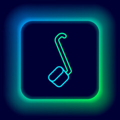 Glowing neon line Sauna ladle icon isolated on black background. Colorful outline concept. Vector.