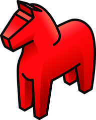 A plain red Swedish dala horse.