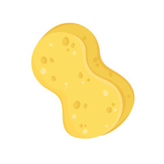 Vector Bath Yellow Sponge for Bath and Shower. Accessory for Body and Skin Care. Hygiene Tool for Wash.Isolated on  White Background.