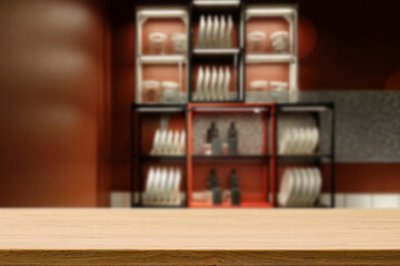 A wooden table in the kitchen surrounded by a nice family atmosphere