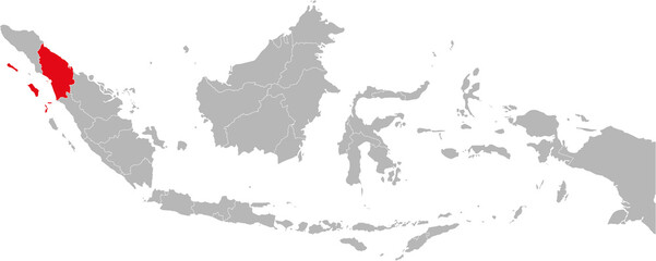 Sumatera utara province isolated on indonesia map. Gray background. Business concepts and backgrounds.