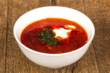 Ukrainian traditional cabbage soup - Borsch