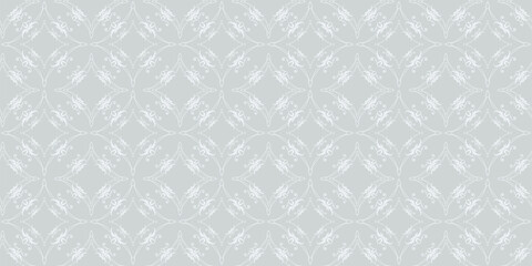 Stylish decorative background pattern with floral ornaments. Gray shades. Seamless wallpaper texture. Vector illustration
