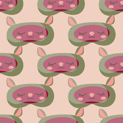 Lamb green color geometric seamless pattern on pink background. Children graphic design element for different purposes.