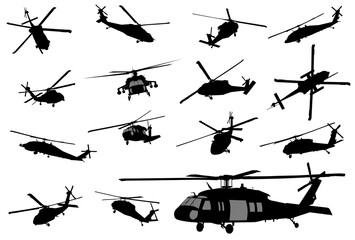Vector helicopter detailed silhouettes - 405507435