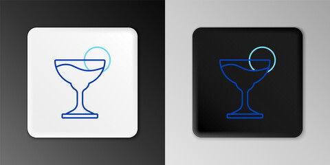 Line Margarita cocktail glass with lime icon isolated on grey background. Colorful outline concept. Vector.