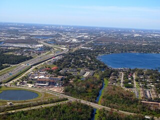 North America, United States, Florida, Orange County, aerial view of the greater Orlando area