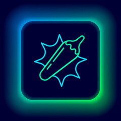 Glowing neon line Hot chili pepper pod icon isolated on black background. Design for grocery, culinary products, seasoning and spice package, cooking book. Colorful outline concept. Vector.
