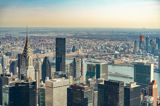 An skyline view of Manhatan from the Empire State Building