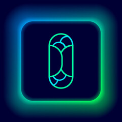 Glowing neon line Burrito icon isolated on black background. Traditional mexican fast food. Colorful outline concept. Vector.