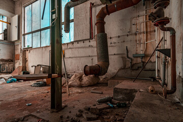 A decayed factory hall an abandoned industry area with natural decay