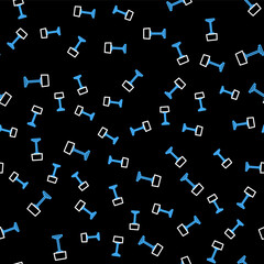 Line Floor lamp icon isolated seamless pattern on black background. Vector.