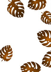 Trendy natural design of bright monstera leaves, place for text, white background. Botanical vector illustrations for advertising.