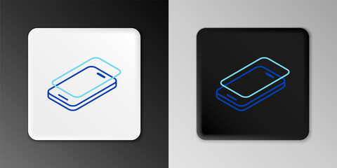 Line Glass screen protector for smartphone icon isolated on grey background. Protective film for glass. Transparent soft glass for mobile phone. Colorful outline concept. Vector.