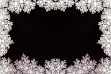 white snowflake frame around black background