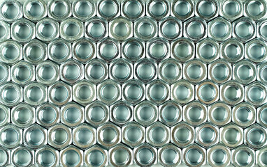 Metal nuts for industrial background. Fasten details screw-nut . Workshop tools. Fitter concept