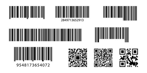 Barcodes collection. Vector code information, QR, store scan codes