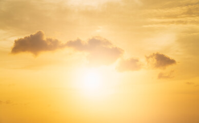 Fototapeta na wymiar Orange sunrise sky and clouds fluffy in the morning beautiful nature background 