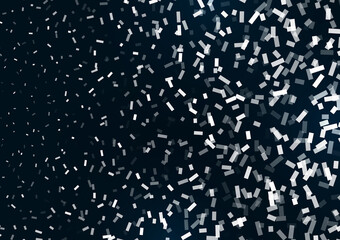 Background of scattered intersecting rectangles. A pattern of random particles, tiles, mosaics. Bright design element. Vector