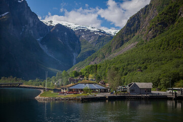 Fototapeta na wymiar Gudvangen berth the Fjords of Norway