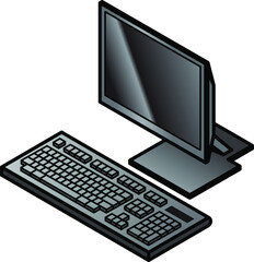 A simple terminal with a keyboard and screen.