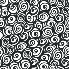 Spiral seamless pattern - abstract monochrome background. Vector illustration.