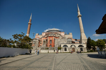 Fototapeta na wymiar Hagia Sophia Grand Mosque Former Patriarchal Orthodox Cathedral Sultanahmet District Istanbul Monument of Byzantine architecture, symbol of the 