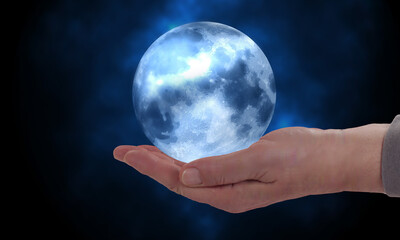 moon on the palm of his hand hold the moon in the palm of your hand