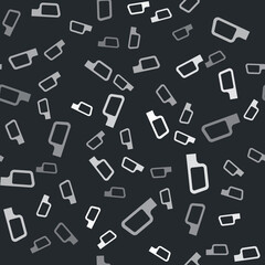 Grey Car mirror icon isolated seamless pattern on black background. Vector.