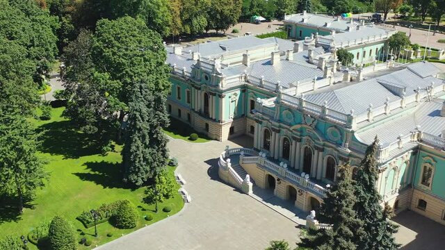 Aerial view of Mariinsky Palace in Kiev, fassade of Mariinsky Palace kiev, Ukraine
