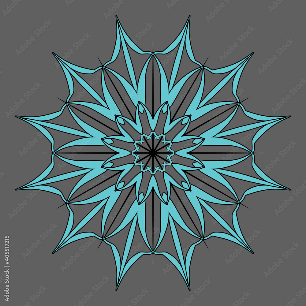 Poster graphic linear sign pattern element. winter snowflake design template. gothic decorative motif. .jpe