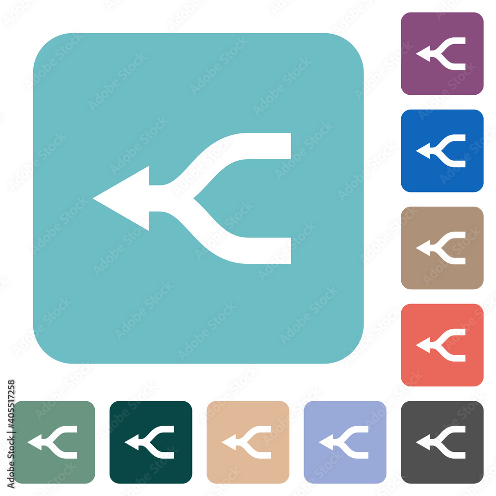 Poster merge arrows left rounded square flat icons