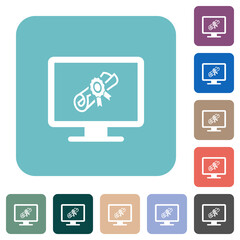 Obraz premium Webinar on monitor rounded square flat icons