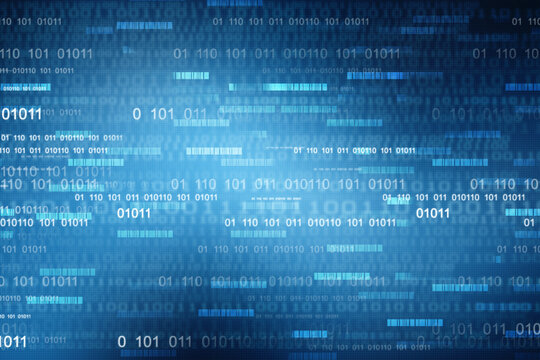 2d illustration abstract digital binary data on computer screen
