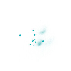 Turquoise paint drops on white background