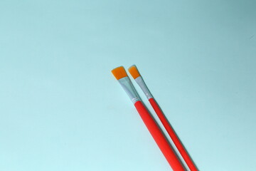 Set of brushes for painting, isolated on white 