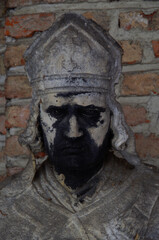 Tombstones and graves, family crypts and vaults on graveyard or cemetery with angels, saints and...