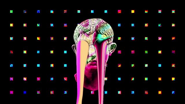Trippy abstract Collage of statue. Great Trippy animation.