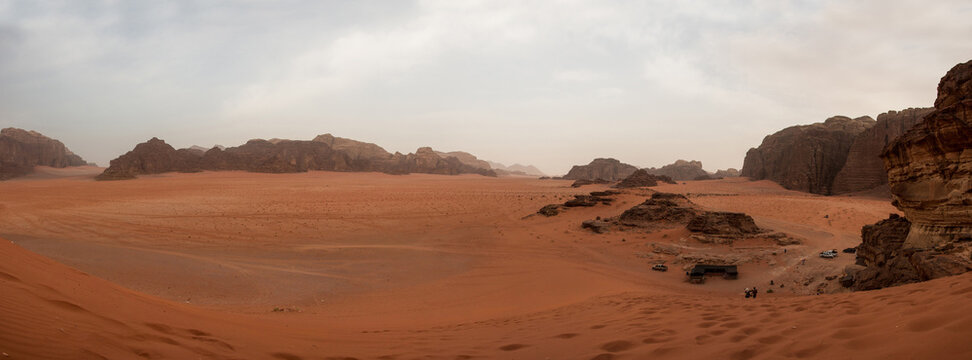 A panoramic photo from the Jordan desert