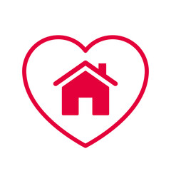 Herz mit Haus Symbol in rot, Vektor Grafik