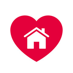 Herz mit Haus Symbol in rot, Vektor Grafik