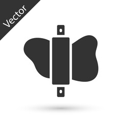 Grey Rolling pin on dough icon isolated on white background. Vector.