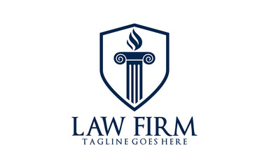 Law firm trend logo icon vector design. Universal legal, lawyer, scales sword column idea creative premium symbol.